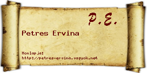 Petres Ervina névjegykártya