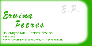 ervina petres business card